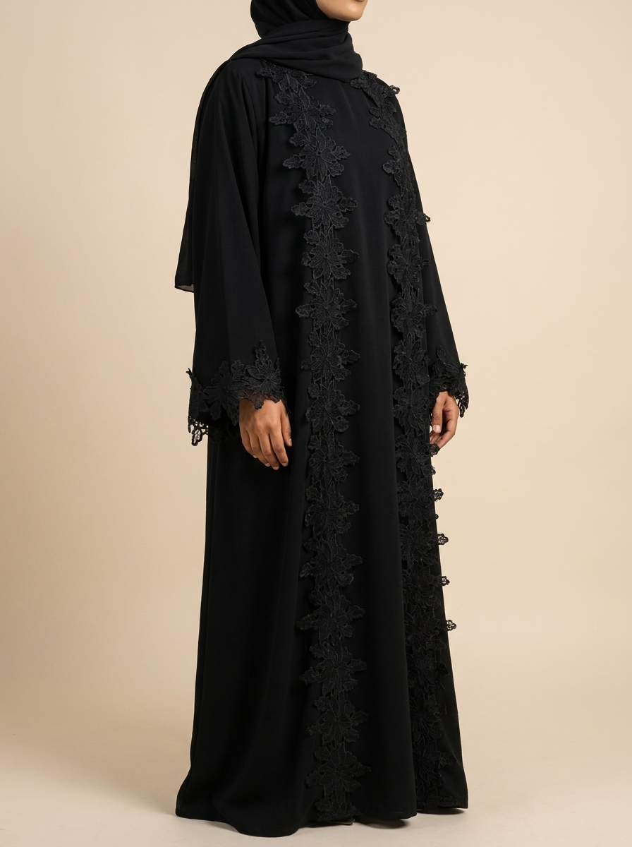 Abaya Prestige noire, coupe fluide et pudique – Kiswa Collection