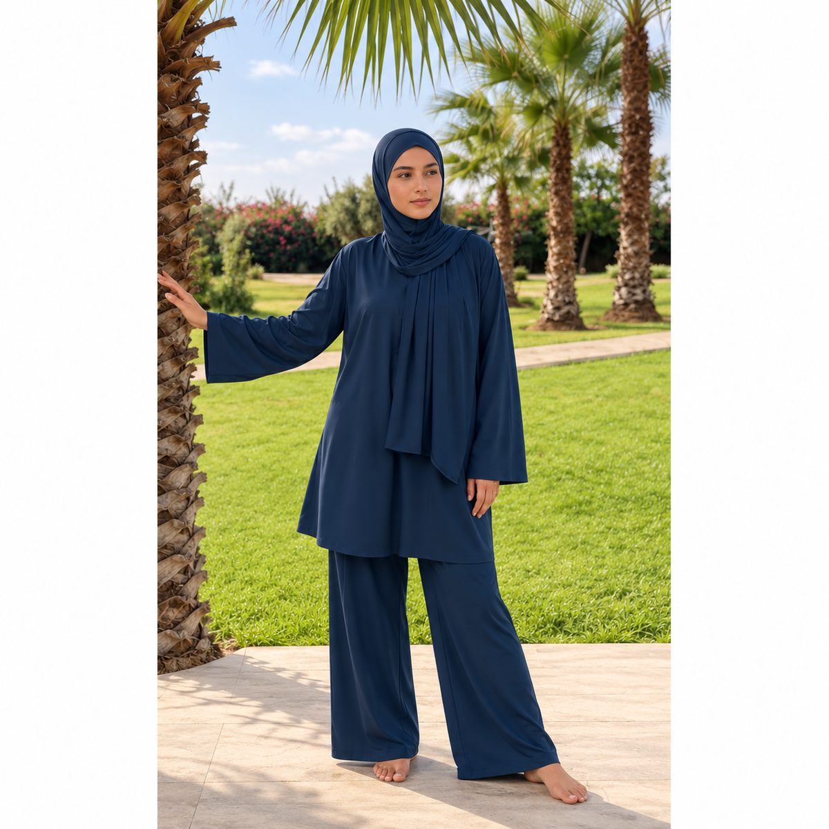 Burkini femme couvrant Lagon bleu marine – Kiswa Collection