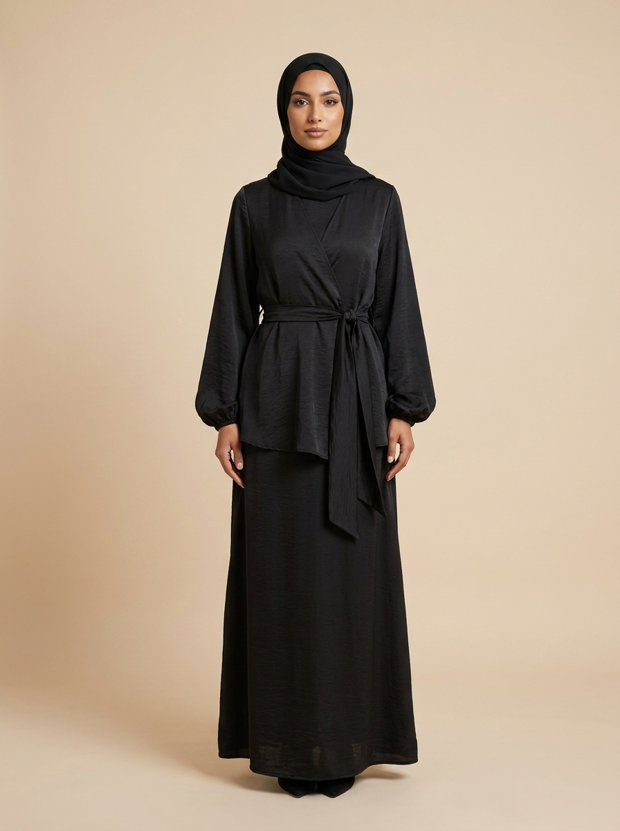 Abaya Signature, coupe fluide et élégante – mode modeste – Kiswa Collection