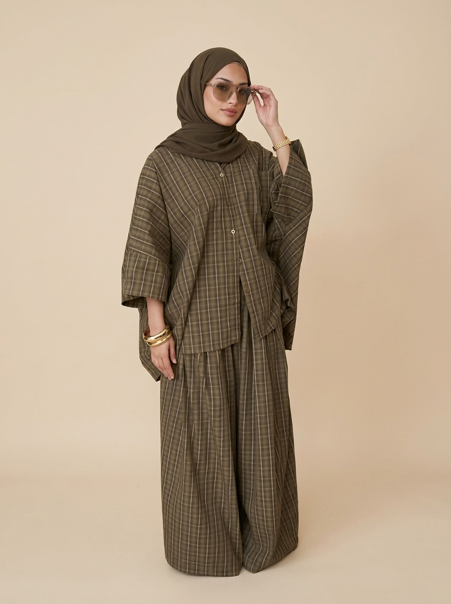 Ensemble Kenza porté par une mannequin voilée — Kiswa Collection
